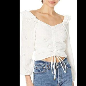 Bishop + Young Size Medium  Ruche Front Ruffe Top $110 Boho Gypsy Long Sleeve
